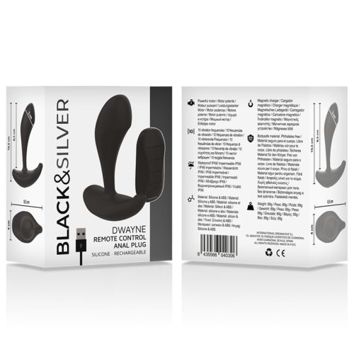 BLACK&SILVER - Dwayne – szilikon távirányítós anális plug