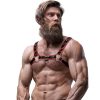 Fetish – férfi eco-bőr mellkaspánt fekete/p vörös