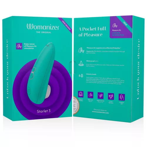 Womanizer Csiklóizgató Pleasure Air technológia 6 fokozat türkiz vízálló USB-töltős