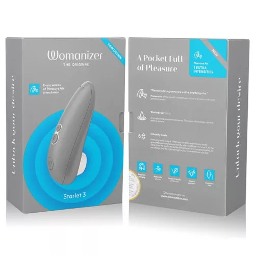 Womanizer Csiklóizgató Pleasure Air, 6 fokozat, USB tölthető, vízálló szürke