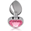 INTENSE – fém anál plug, pink szív, M méret
