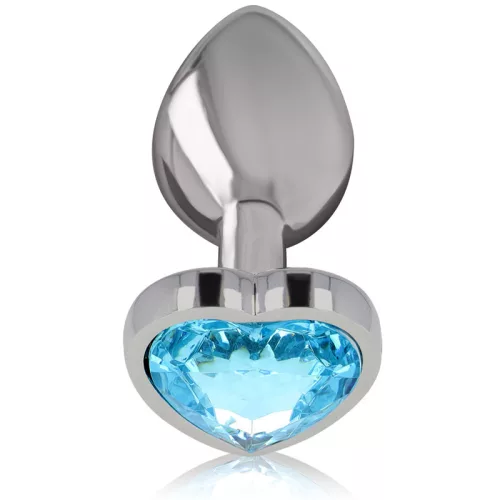 INTENSE - prémium kék szív anal plug, fém, L-es méret