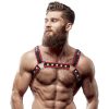 Fetish Submissive – Eco-bőr bulldog hám fekete/piros férfiaknak
