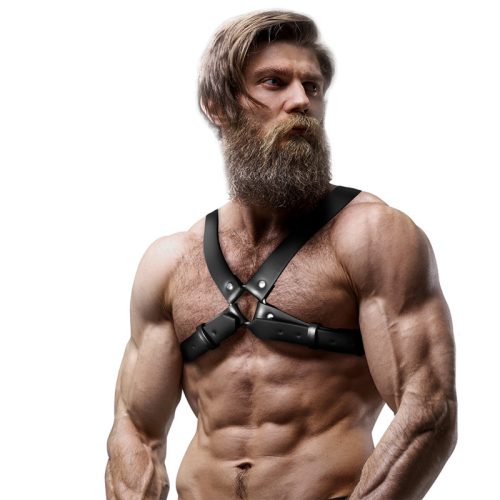 Fetish Submissive – állítható öko-bőr bulldog hám férfiaknak