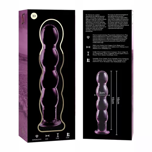 Ibiza Nebula 10 – prémium üveg dildó, rózsaszín, 16,5 cm