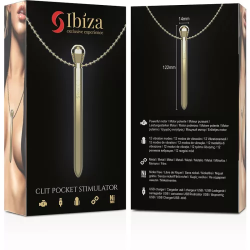 IBIZA - arany csiklóizgató nyaklánc USB töltéssel, 12 mód