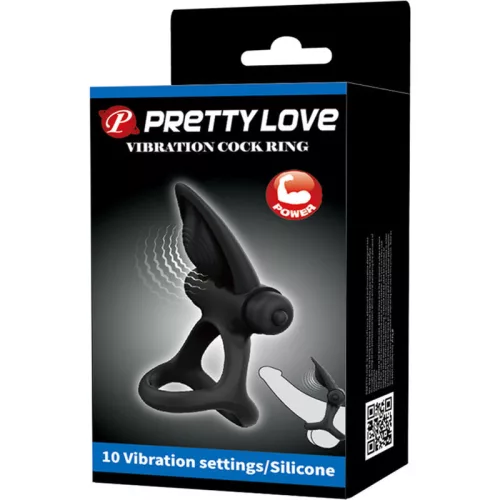 Pretty Love vibrációs péniszgyűrű - fekete, 10 mód