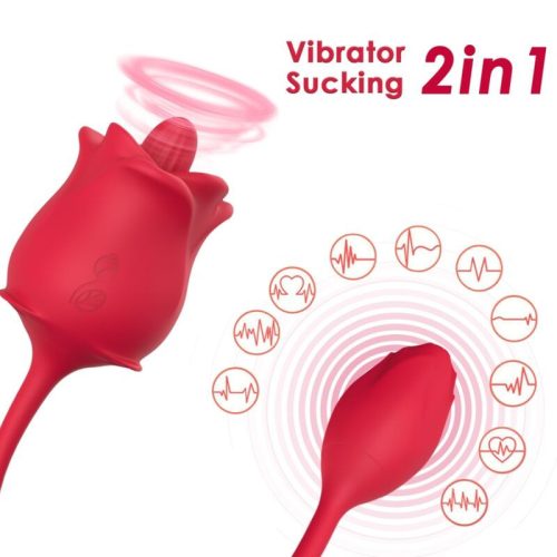 ARMONY - RÓZSA 2 AZ 1-BEN SZÍVÓ STIMULÁTOR ÉS VIBRÁTOR 10 ÜZEMMÓDBAN PIROS FAROKKAL