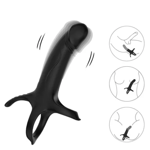 ARMONY – távirányítós vibráló dildo gyűrűvel, fekete