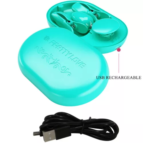 PRETTY LOVE - kék elektro-stimuláló csipesz intim élményhez
