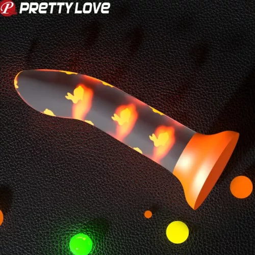 PRETTY LOVE - világító narancssárga dildó vibráció nélkül