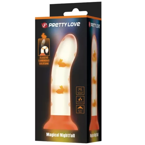PRETTY LOVE - világító narancssárga dildó vibráció nélkül