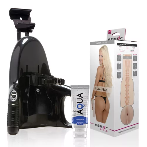 Fleshlight Elsa Jean Treat maszturbátor, univerzális automata adapterrel + 50ml síkosító - vagina