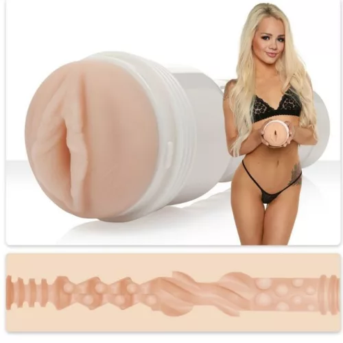Fleshlight Elsa Jean Treat maszturbátor, univerzális automata adapterrel + 50ml síkosító - vagina