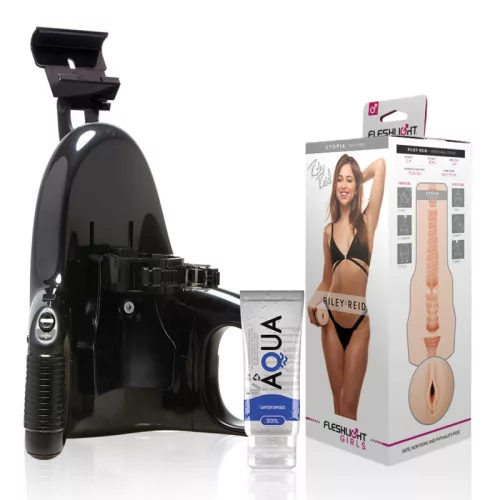 Fleshlight Riley Reid Utopia maszturbátor, univerzális automata adapterrel + 50ml síkosító - vagina
