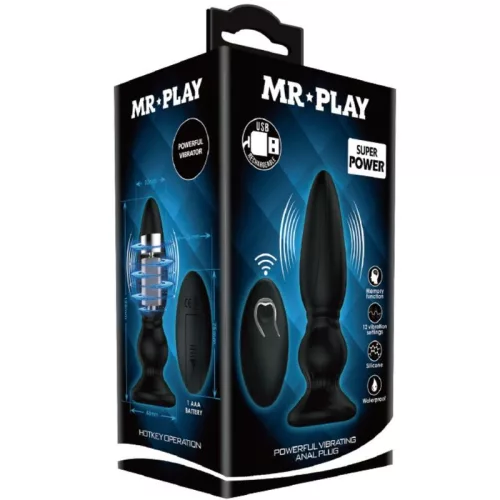 MR PLAY – erőteljes távirányítós anális vibrátor fekete