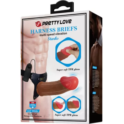 Pretty Love Starks strap-on hám - barna, 17,5cm