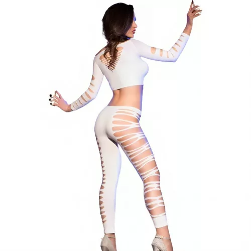 CHILIROSE – érzéki fehér top és leggings S/M