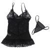 SUBBLIME – állítható pántos, virágmintás fekete babydoll L/XL