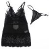 SUBBLIME – állítható csipkás fekete babydoll S/M