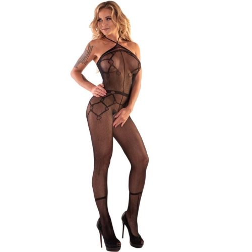 LIVCO CORSETTI FASHION - HACINT LC 17342 BODYSTOCKING LÁBSZÁR NÉLKÜLI FEKETE EGY MÉRET