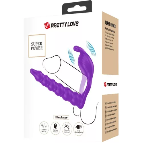 Pretty Love Blackney péniszgyűrű lila vibrációs análdugóval - fekete