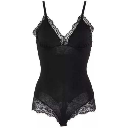 SUBBLIME – fekete virágmintás csipke részletes body S/M