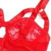 SUBBLIME - csipkés vörös harisnyatartós teddy L/XL