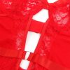 SUBBLIME - csipkés vörös harisnyatartós teddy L/XL