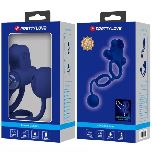 Pretty Love Remington Double vibrációs péniszgyűrű - kék