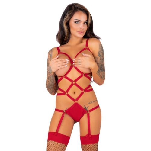 LIVCO CORSETTI FASHION - Thiara LC 20213 – érzéki piros body harisnyával