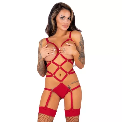 LIVCO CORSETTI FASHION - Thiara LC 20213 – érzéki piros body harisnyával