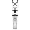 LIVCO CORSETTI FASHION – női body és harisnya szett, fekete S/M