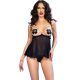 CHILIROSE – Elegáns négyrészes fekete babydoll szett