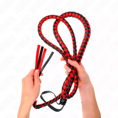 KINK - piros hosszú kígyóbőrből készült ostor 210 cm