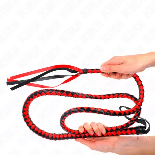 KINK - piros hosszú kígyóbőrből készült ostor 210 cm