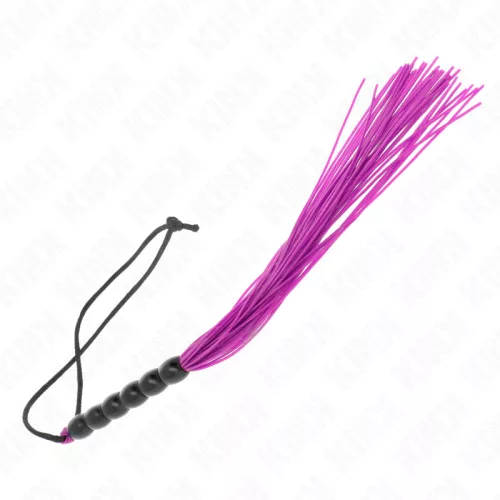 KINK – mini szilikon korbács 6 lila gyönggyel, 26 cm