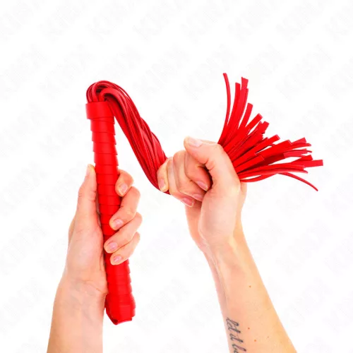 KINK – piros textúrájú markolatú korbács, 48,5 cm