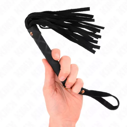 KINK – fekete bársony mini ostor, 30 cm