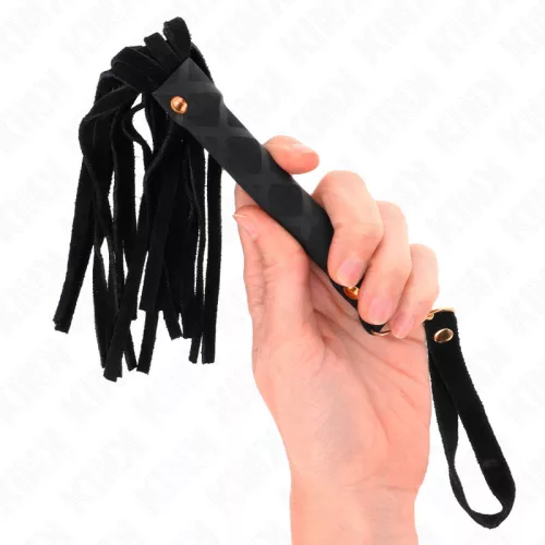 KINK – fekete bársony mini ostor, 30 cm