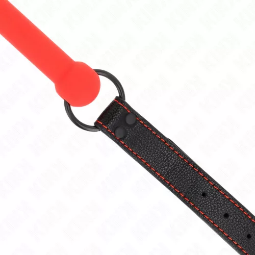 KINK – állítható bőrszíjas, piros gátló szájpecek