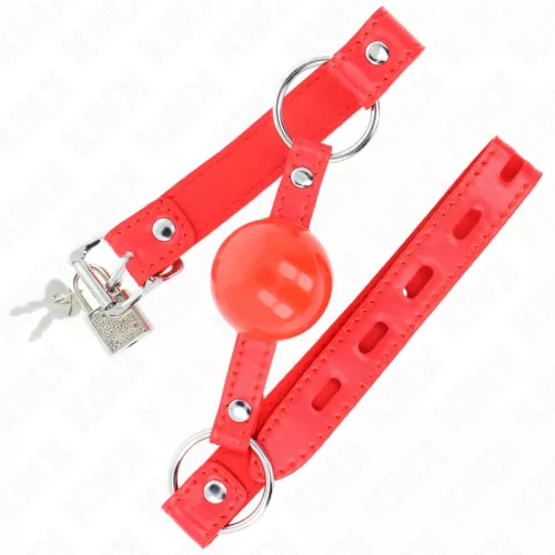 KINK - 4 cm TPE golyós szájpecek piros zárral