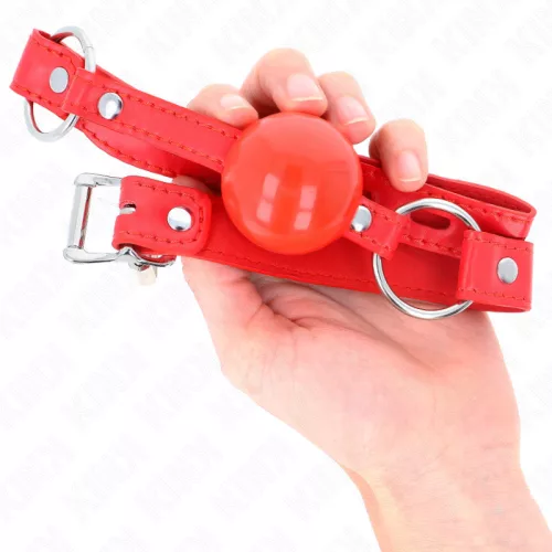 KINK - 4 cm TPE golyós szájpecek piros zárral