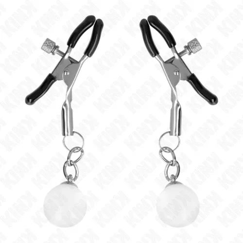 KINK – ezüst színű üveggyöngy mellbimbócsipesz 6 cm