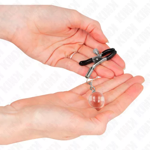 KINK – ezüst színű üveggyöngy mellbimbócsipesz 6 cm