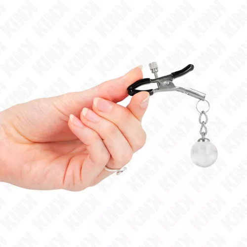 KINK – ezüst színű üveggyöngy mellbimbócsipesz 6 cm