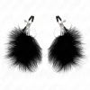 KINK - érzéki tollas mellbimbó csipesz 7 cm fekete