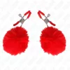 KINK – vörös műszőr ball csipesz, 6 cm, érzéki játékokhoz