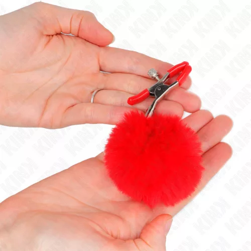 KINK – vörös műszőr ball csipesz, 6 cm, érzéki játékokhoz