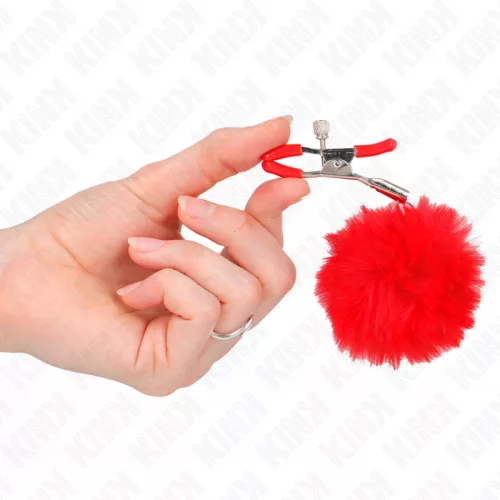 KINK – vörös műszőr ball csipesz, 6 cm, érzéki játékokhoz